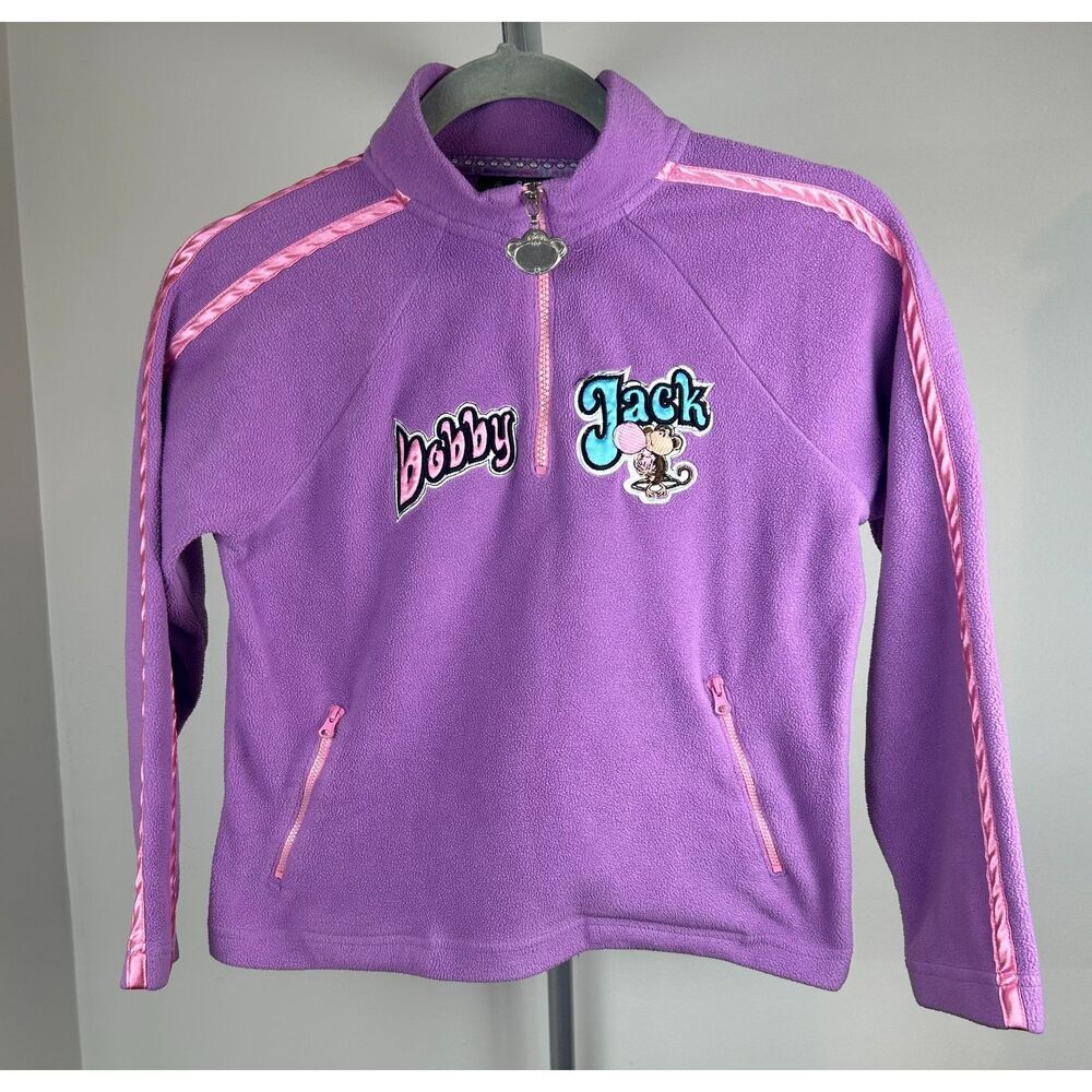 Vintage Bobby Jack Sweatshirt Jrs XS 1/4 ZIP Monkey Purple Bubble Gum Y2K
